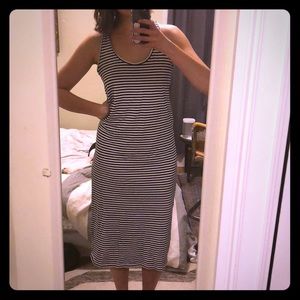 Navy striped midi tee dress
